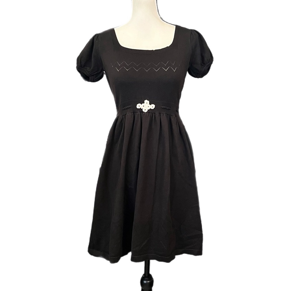 Vintage Betsey Johnson Knit Crochet Grunge Goth Fairy Babydoll Dress
